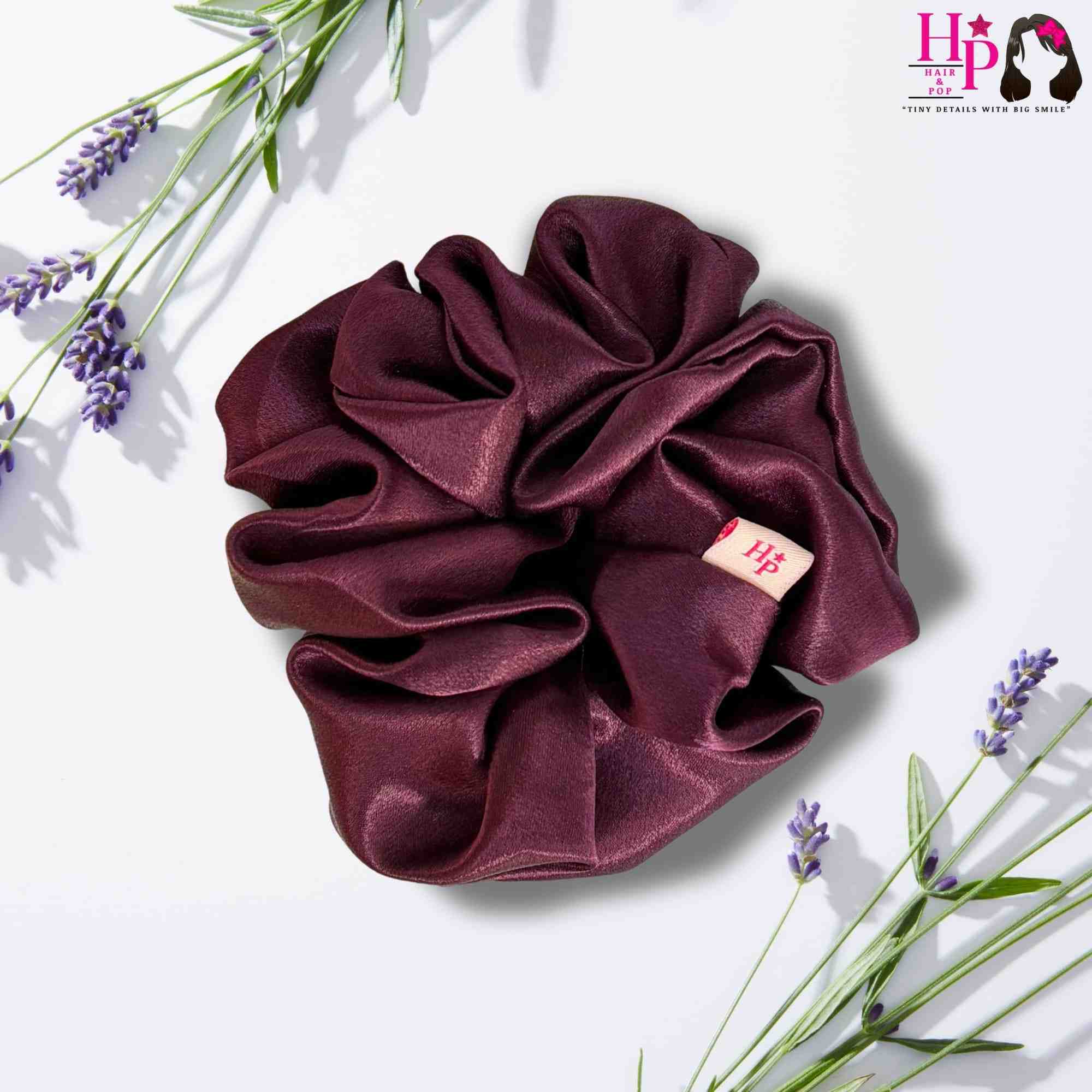 Prune-Wine-Silk-Satin-Scrunchie Prune-Wine-Silk-Satin-Scrunchie