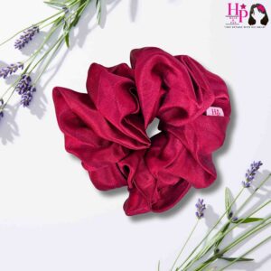 Maroon-Silk-Satin-Scrunchies