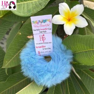 Baby Blue Fur Hair Tie