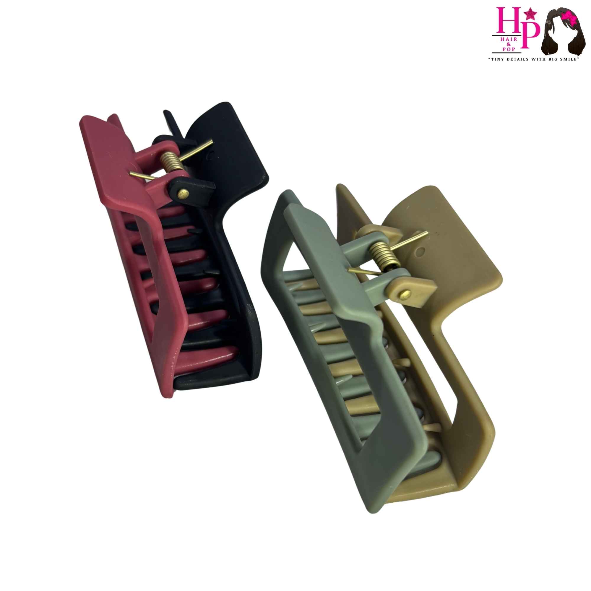 Beige and Olive , Reddish Pink and Black Hair Claws