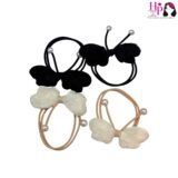 Black and Off White Butterfly Hair Tie