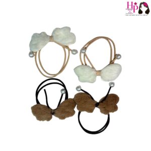 Brown and Off White Butterfly Hair Tie
