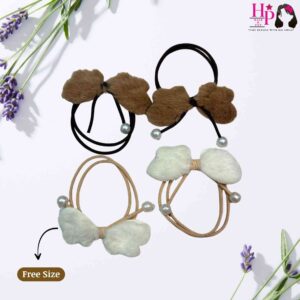 Brown and Off White Butterfly Hair Tie