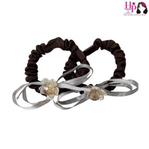 Brown with Crystal Stone Skinny-Hair-Tie
