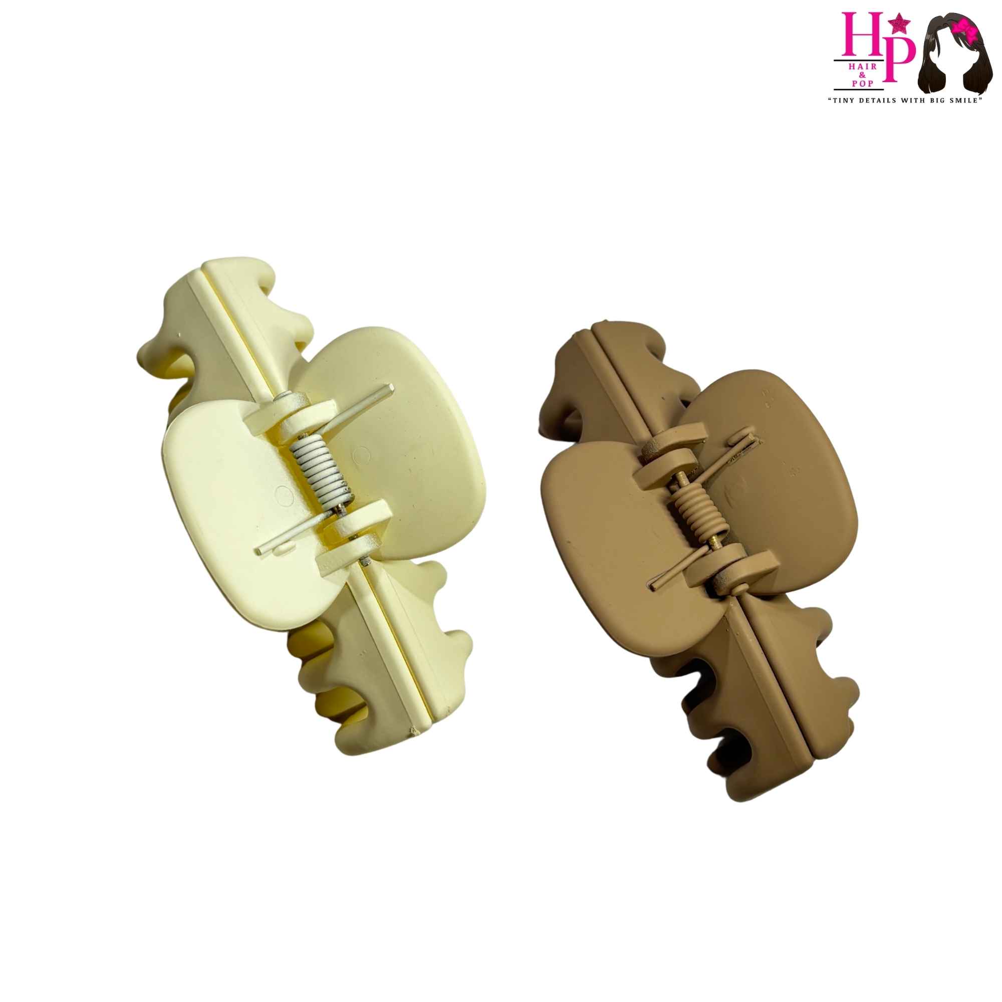 Dark Beige & Butter Cream Hair Claws