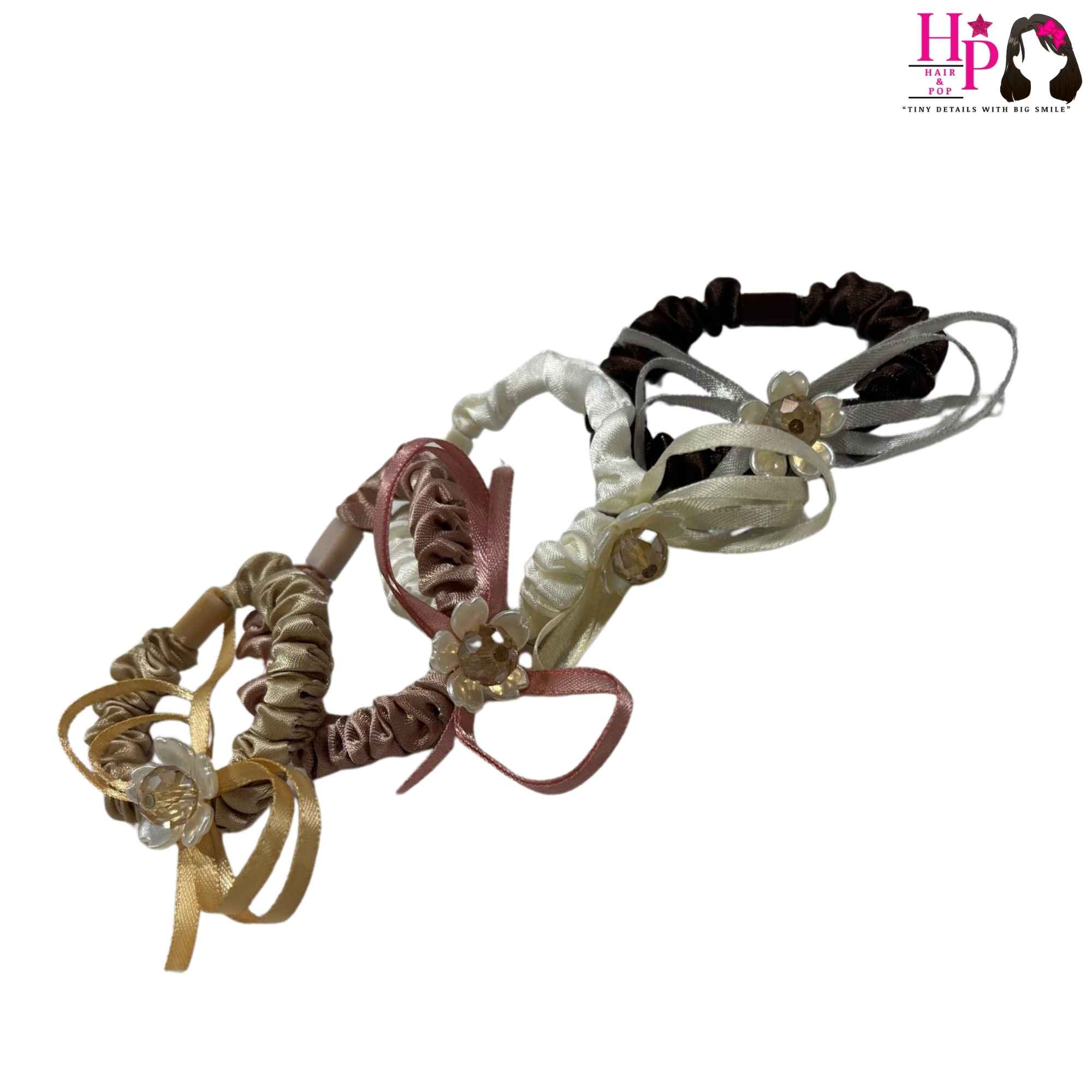 Multi with Crystal Stone Skinny Hair Tie