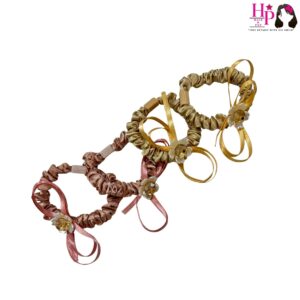 Nude Pink and Beige with Crystal Stone Skinny Hair Tie