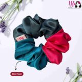 Teal Grey Hot-Pink Trio Hair Scrunchies